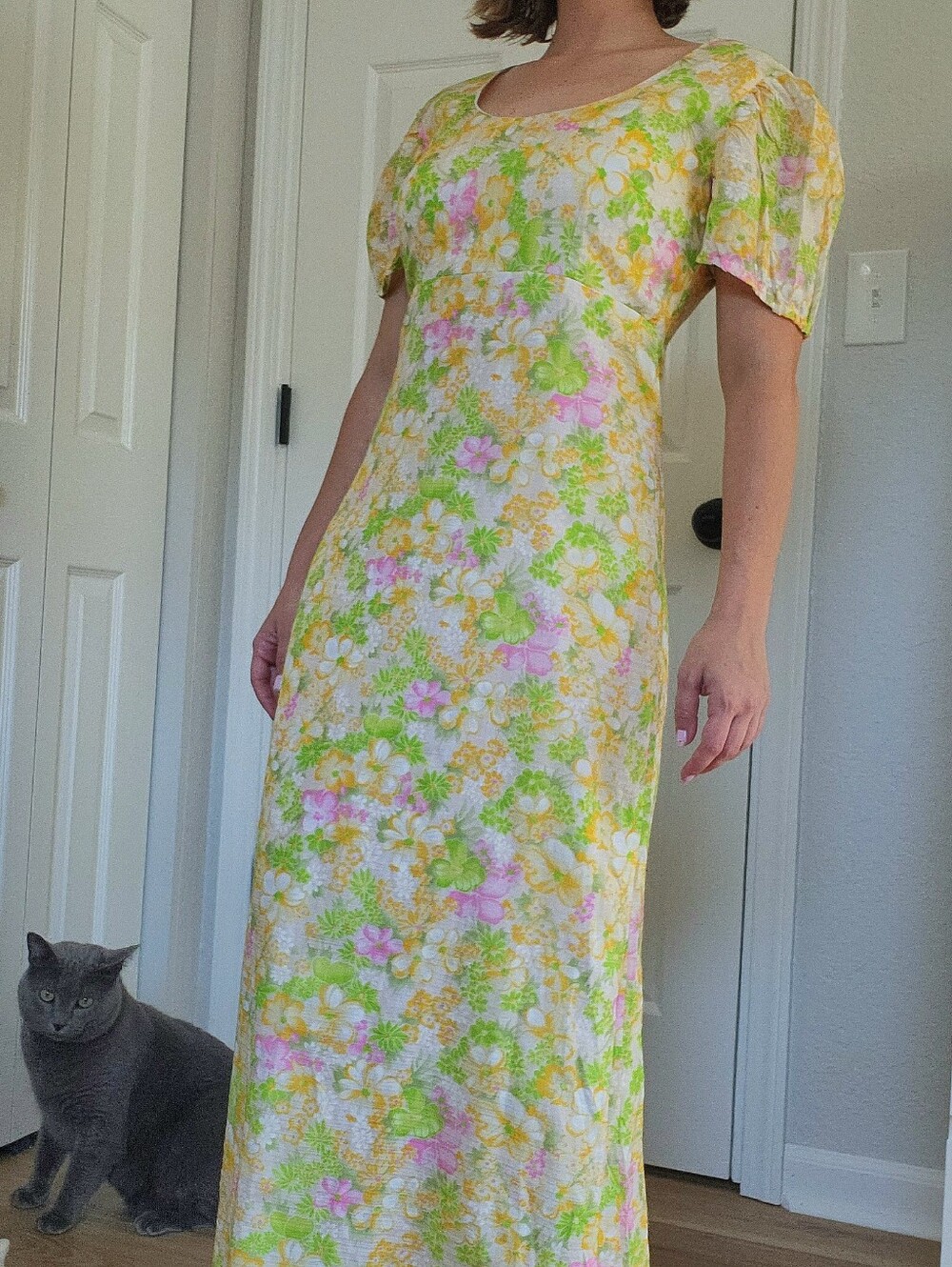 1970s Handmade Floral Maxi Dress